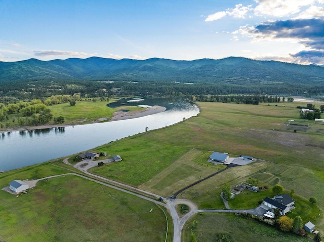 17 River Runs Ct, Plains, MT 59859 - aerial overview of property's location with a water and mountain view and rural landscape