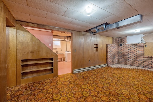 925 Hollins Ave, Helena, MT 59601 - finished basement featuring a baseboard heating unit, washer / dryer, and wooden walls