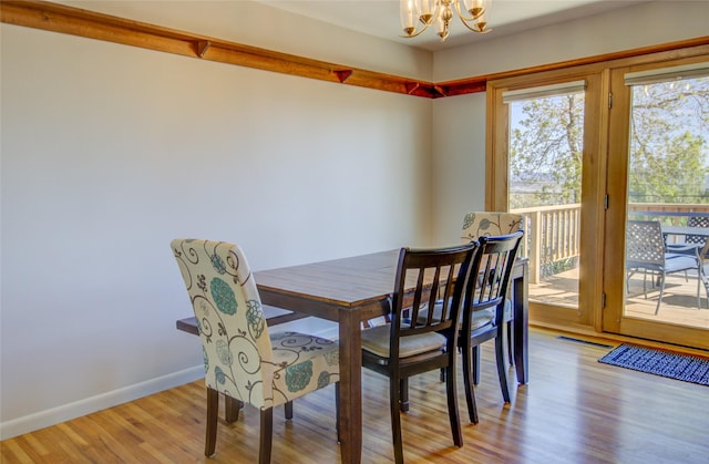1320 Flowerree St, Helena, MT 59601 - dining space featuring a chandelier, light wood-style floors, and baseboards