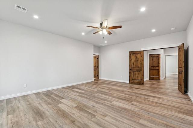 323 Skookum Rd, Lakeside, MT 59922 - unfurnished bedroom featuring light wood-style flooring, recessed lighting, baseboards, and ceiling fan