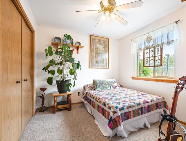 158 Parkside Dr, Kalispell, MT 59901 - bedroom featuring a closet, ceiling fan, carpet flooring, and baseboards