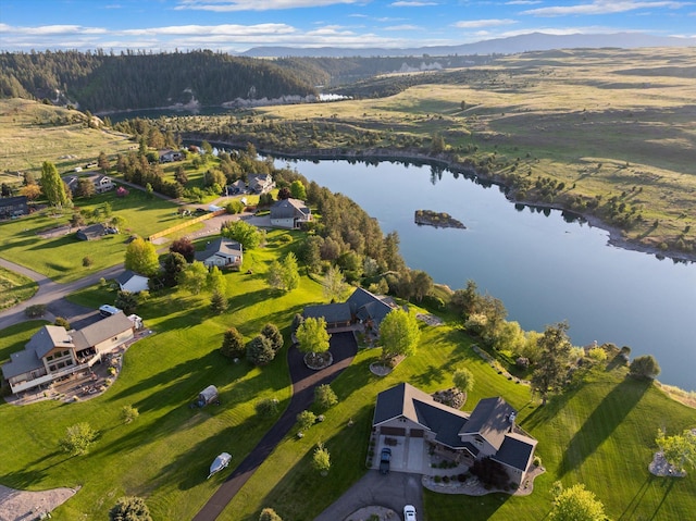 36665 Highland Ct, Polson, MT 59860 - aerial view of property and surrounding area featuring a water and mountain view