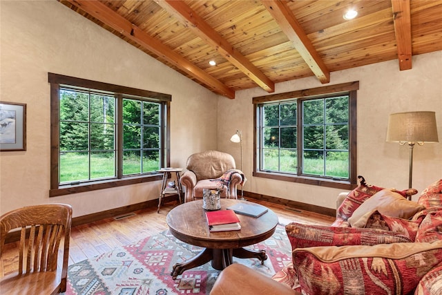 380 Haskill Basin Rd, Whitefish, MT 59937 - living area featuring plenty of natural light, hardwood / wood-style flooring, and wood ceiling