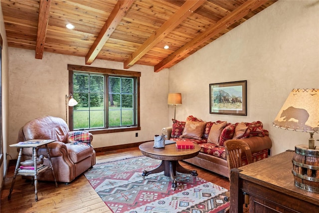380 Haskill Basin Rd, Whitefish, MT 59937 - living area featuring hardwood / wood-style floors and wooden ceiling