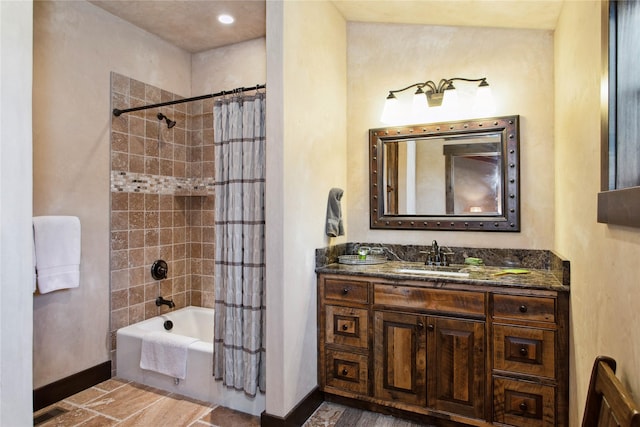 380 Haskill Basin Rd, Whitefish, MT 59937 - bathroom featuring shower / tub combo with curtain and vanity