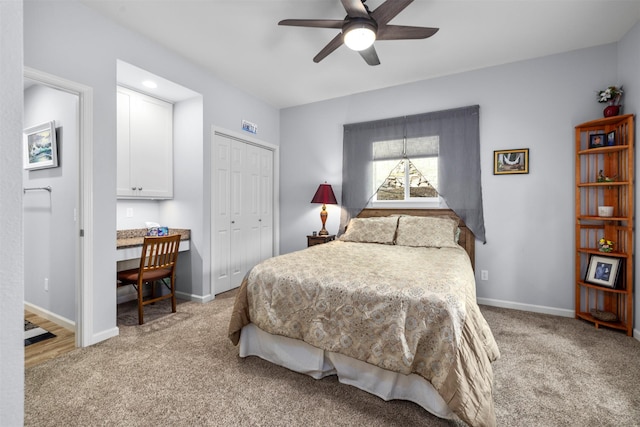 100 Rimini Rd, Lakeside, MT 59922 - bedroom with light carpet, a closet, baseboards, and ceiling fan