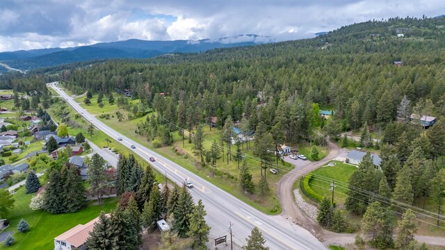 100 Rimini Rd, Lakeside, MT 59922 - aerial overview of property's location featuring a forest and a mountainous background