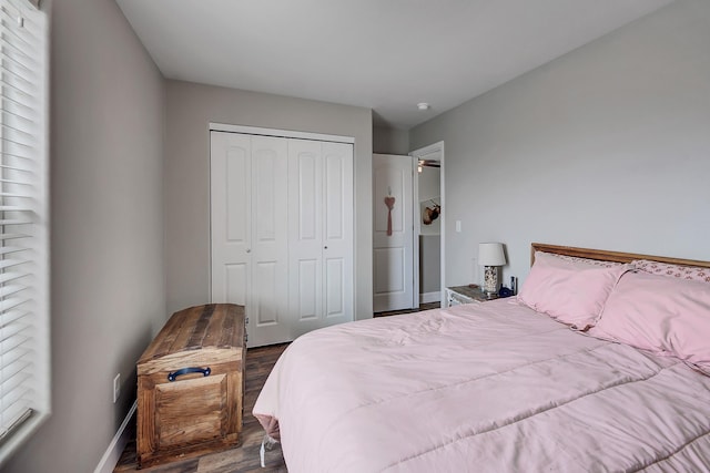 1150 Vega Rd, Helena, MT 59602 - bedroom featuring dark wood-style floors, a closet, and baseboards