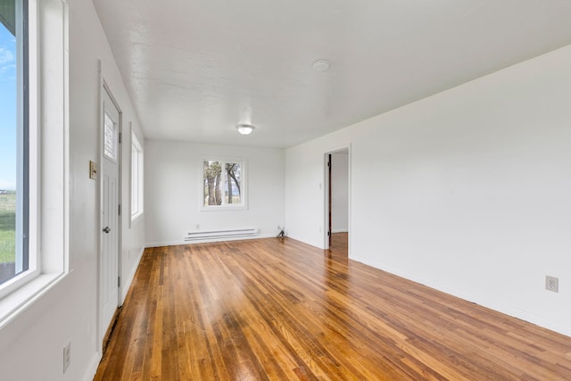 1680 W River Rd, Deer Lodge, MT 59722 - spare room featuring baseboard heating, wood finished floors, and baseboards