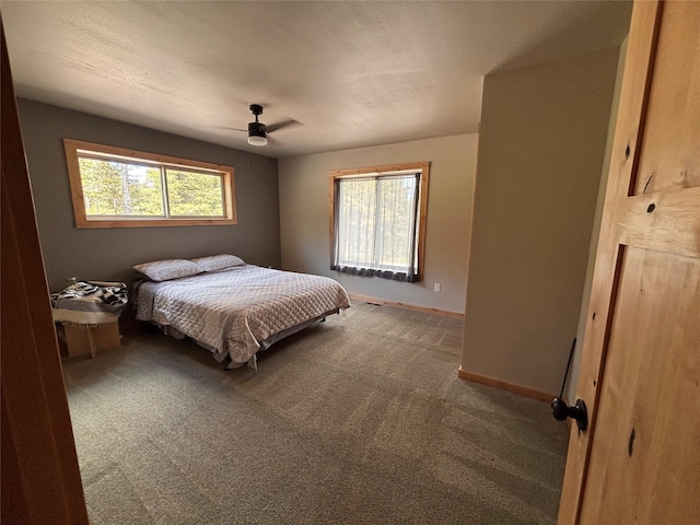 115 Grassy Mountain Rd, White Sulphur Springs, MT 59645 - carpeted bedroom with multiple windows, baseboards, and ceiling fan