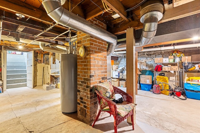 1147 W Woolman St, Butte, MT 59701 - unfinished basement featuring water heater