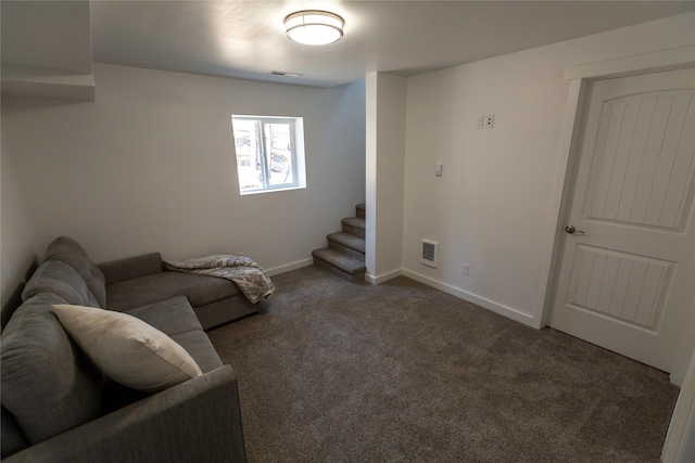 412 Bear Canyon Rd, Lakeside, MT 59922 - carpeted living room with stairs and baseboards