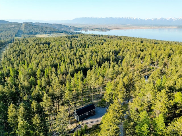 412 Bear Canyon Rd, Lakeside, MT 59922 - bird's eye view of a heavily wooded area and a water and mountain view