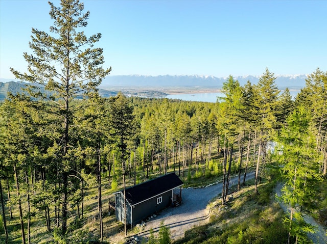 412 Bear Canyon Rd, Lakeside, MT 59922 - mountain view featuring a heavily wooded area and a large body of water