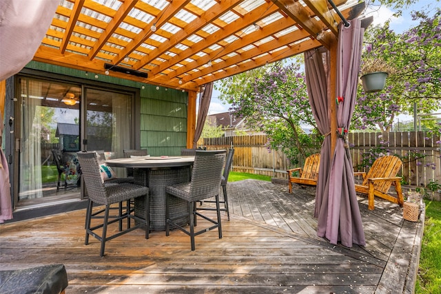 2115 Burlington Ave, Missoula, MT 59801 - deck with a fenced backyard, a pergola, and outdoor dining area