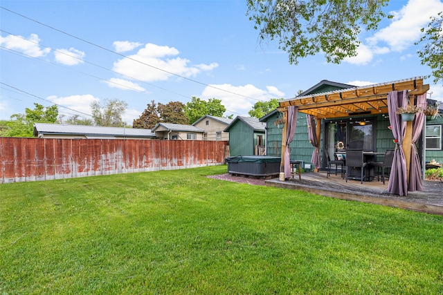 2115 Burlington Ave, Missoula, MT 59801 - view of yard with a hot tub and a deck