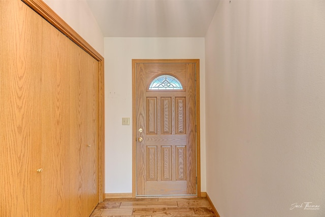 2685 Pinkerton Dr, East Helena, MT 59635 - doorway to outside featuring light wood-style floors and baseboards