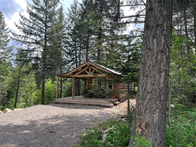 367 Lower River Rd, Heron, MT 59844 - view of patio with a wooded view