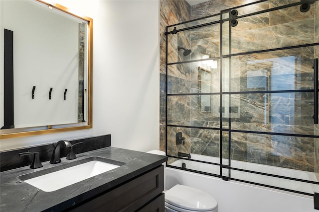 34544 Eagle Crest Dr, Polson, MT 59860 - bathroom with vanity, shower / bath combination with glass door, and toilet