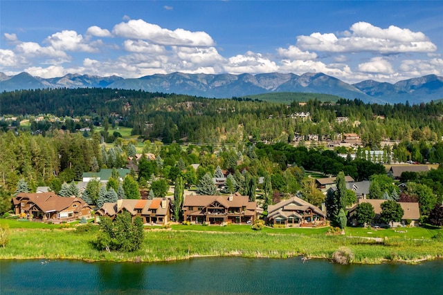 237 Harbor Dr, Bigfork, MT 59911 - drone / aerial view of a heavily wooded area and a water and mountain view