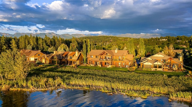 237 Harbor Dr, Bigfork, MT 59911 - bird's eye view of a heavily wooded area and a water and mountain view