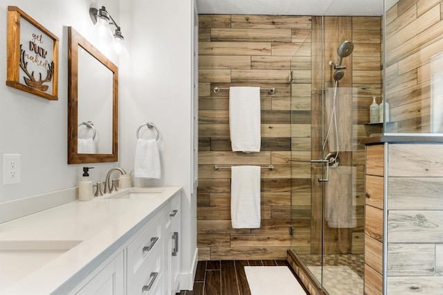 11501 Sleeman Creek Rd, Lolo, MT 59847 - full bathroom with double vanity and a shower stall