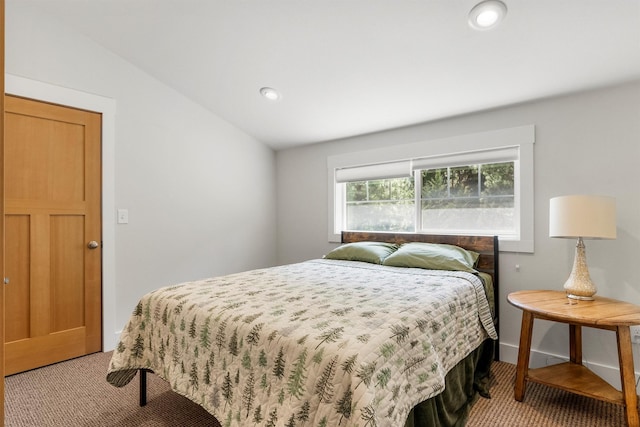 11501 Sleeman Creek Rd, Lolo, MT 59847 - bedroom featuring light carpet, recessed lighting, and lofted ceiling