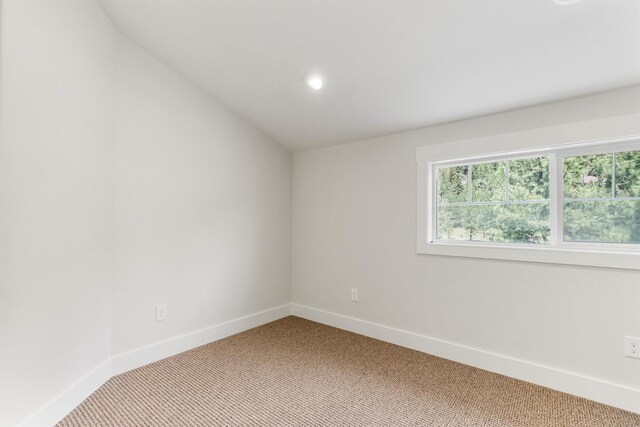 11501 Sleeman Creek Rd, Lolo, MT 59847 - unfurnished room with light colored carpet, lofted ceiling, and recessed lighting