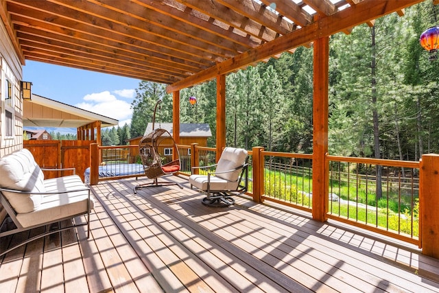 11501 Sleeman Creek Rd, Lolo, MT 59847 - wooden terrace with a pergola