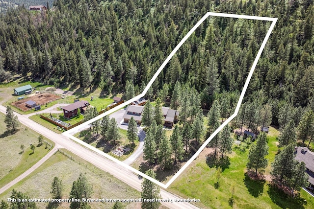 11501 Sleeman Creek Rd, Lolo, MT 59847 - aerial view of property's location with a heavily wooded area and property parcel outlined