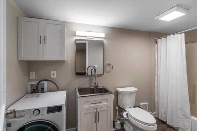 151 Handkerchief Creek Dr, Kalispell, MT 59901 - full bathroom featuring washer / dryer, vanity, and shower / bath combo