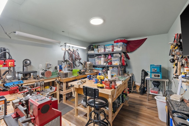 4111 Foothill Rd, Kalispell, MT 59901 - miscellaneous room with a workshop area and wood finished floors