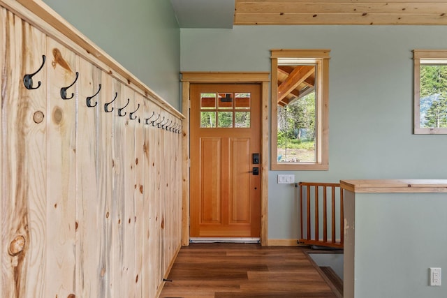4111 Foothill Rd, Kalispell, MT 59901 - doorway featuring dark wood-type flooring and baseboards