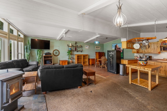 6040 Pearl Dr, Manhattan, MT 59741 - living room with a wood stove