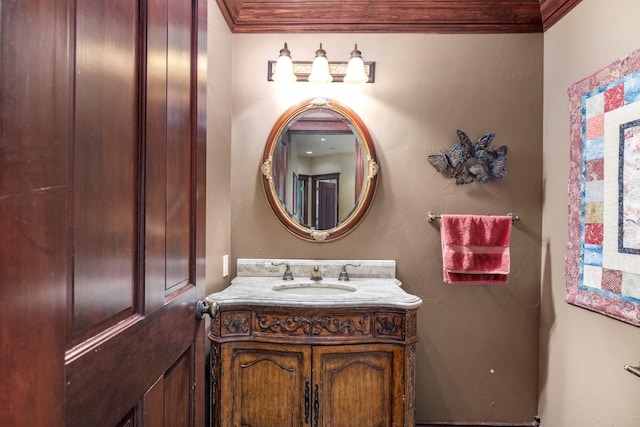 360 Plantation Dr, Kalispell, MT 59901 - bathroom featuring vanity and ornamental molding