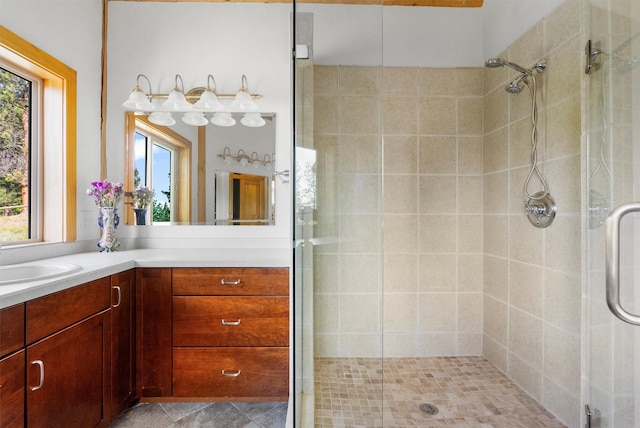 956 Falling Star Rd, Victor, MT 59875 - bathroom featuring vanity and a stall shower