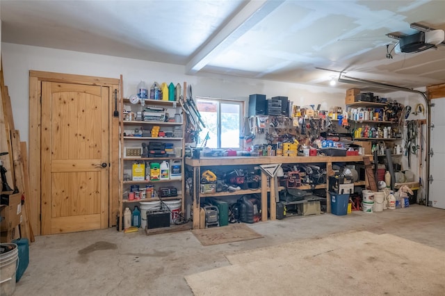 18711 Copper Ridge Trl, Florence, MT 59833 - garage featuring a garage door opener and a workshop area