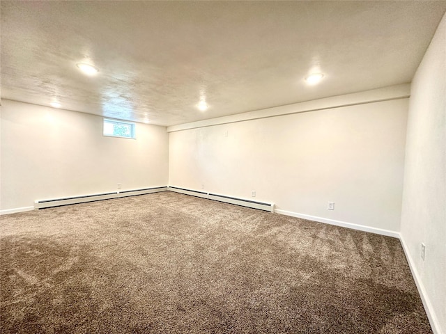 2513 8th Ave N, Great Falls, MT 59401 - basement with carpet, baseboards, recessed lighting, and a baseboard radiator