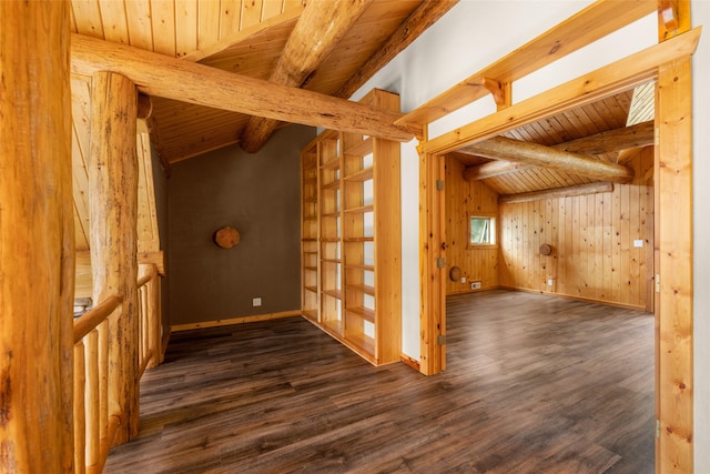 1473 Foothill Rd, Kalispell, MT 59901 - bonus room featuring wooden ceiling, dark wood finished floors, and wooden walls