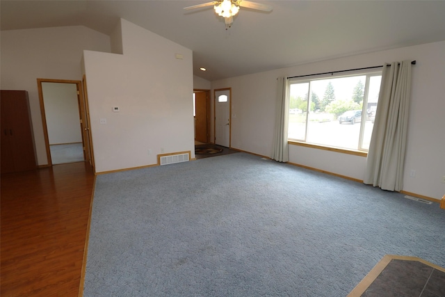 506 Centennial Dr, Sheridan, MT 59749 - empty room with lofted ceiling, ceiling fan, and baseboards