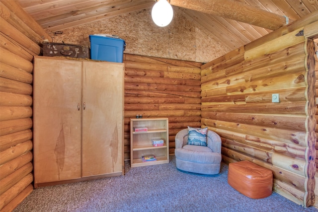 425 S O St, Sula, MT 59871 - sitting room with vaulted ceiling, wooden ceiling, and carpet flooring