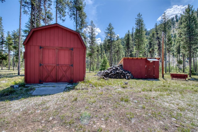425 S O St, Sula, MT 59871 - view of shed with a forest view
