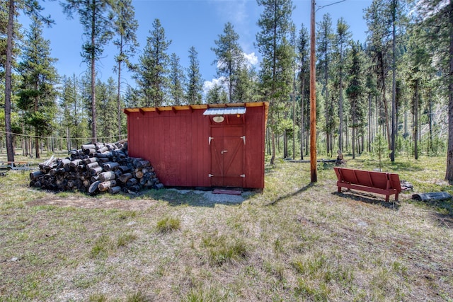 425 S O St, Sula, MT 59871 - view of shed with a view of trees