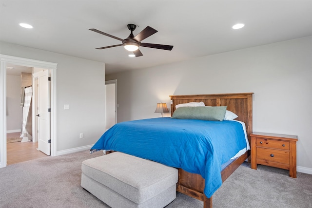 15276 Tyson Way, Frenchtown, MT 59834 - carpeted bedroom with baseboards, a ceiling fan, and recessed lighting