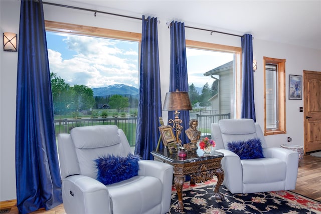 700 Airfield Rd, Libby, MT 59923 - sitting room featuring wood finished floors and a mountain view