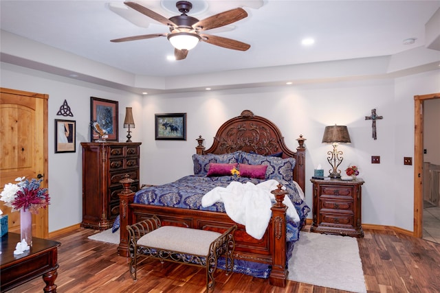 700 Airfield Rd, Libby, MT 59923 - bedroom with wood finished floors, baseboards, recessed lighting, and ceiling fan