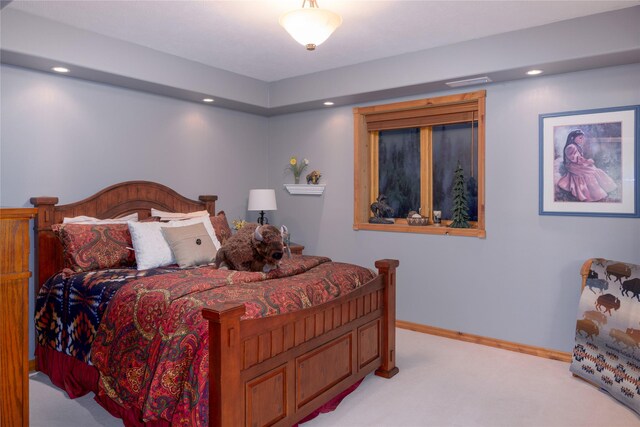 700 Airfield Rd, Libby, MT 59923 - bedroom featuring light colored carpet, baseboards, and recessed lighting