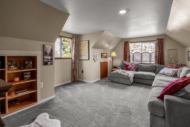 33893 Redgate Dr, Bigfork, MT 59911 - carpeted living room with vaulted ceiling