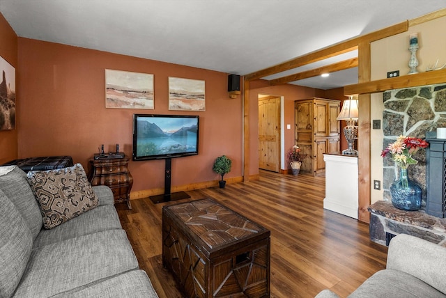 33893 Redgate Dr, Bigfork, MT 59911 - living area with wood finished floors and baseboards