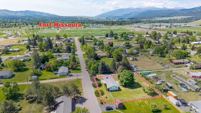 2015 Tower St, Missoula, MT 59804 - aerial overview of property's location featuring mountains and property boundaries highlighted